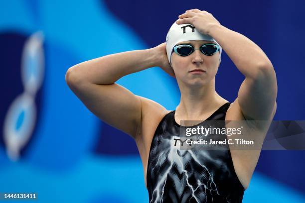 Katie Ledecky prepares to compete in the Women's 400m Freestyle Final during the Toyota U.S. Open Championships at Greensboro Aquatic Center on...