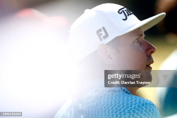 Cameron Smith plays his tee shot on the 2rd hole during Day 2 of the 2022 ISPS HANDA Australian Open at Kingston Heath December 02, 2022 in...