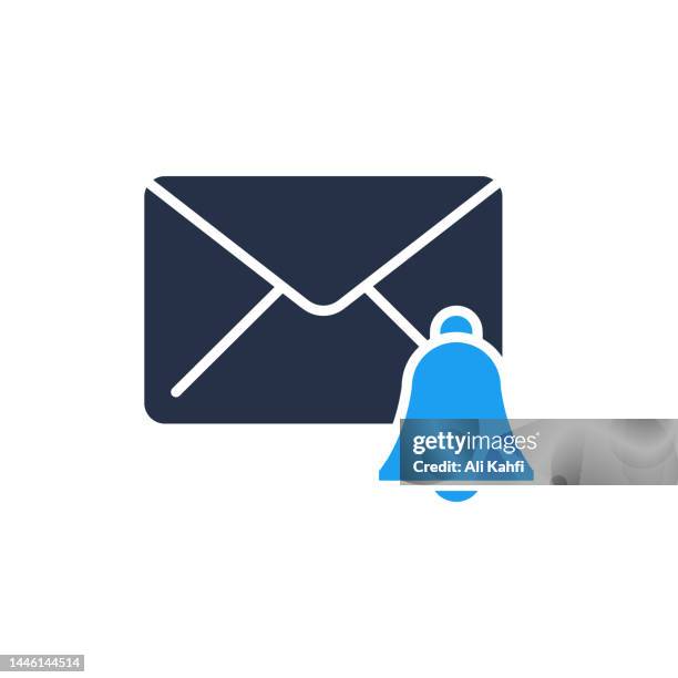 mail with bell icon - notification bell stock illustrations