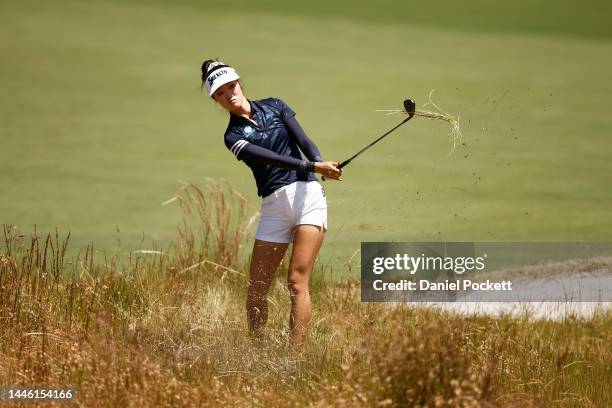 Grace Kim of Australia plays a shot out of the rough during Day 2 of the 2022 ISPS HANDA Australian Open at Victoria Golf Club on December 02, 2022...