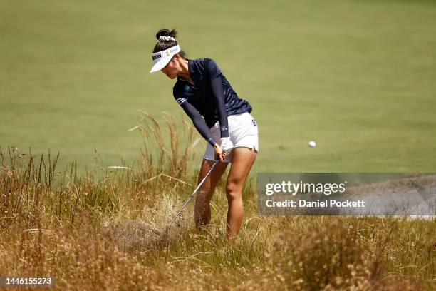 Grace Kim of Australia plays a shot out of the rough during Day 2 of the 2022 ISPS HANDA Australian Open at Victoria Golf Club on December 02, 2022...