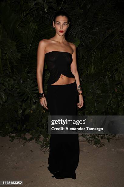 Vittoria Ceretti attends the Saint Laurent Art Basel Miami Beach Party on December 01, 2022 in Miami Beach, Florida.