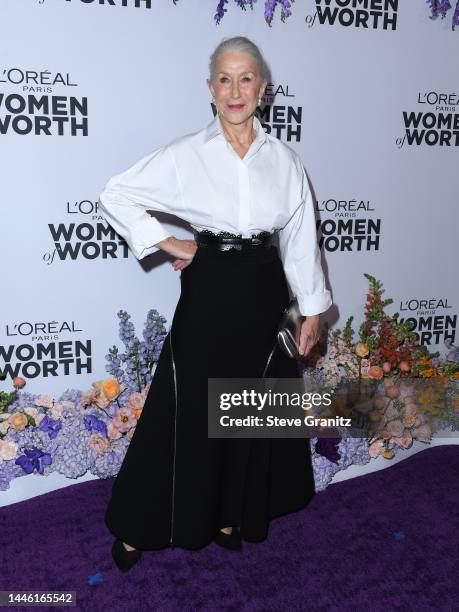 Helen Mirren arrives at the L'Oréal Paris' Women Of Worth Celebration at The Ebell Club of Los Angeles on December 01, 2022 in Los Angeles,...