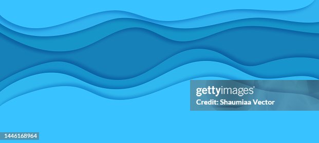 Blue papercut abstract wave pattern background Blue papercut abstract wave pattern background