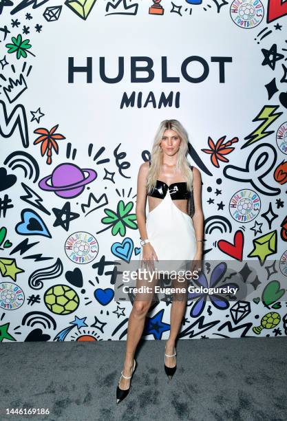Devon Windsor attends Hublot Loves Football Miami Art Basel at W South Beach on December 01, 2022 in Miami Beach, Florida.