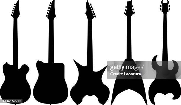 generische gitarrensilhouetten - moderne rockmusik stock-grafiken, -clipart, -cartoons und -symbole