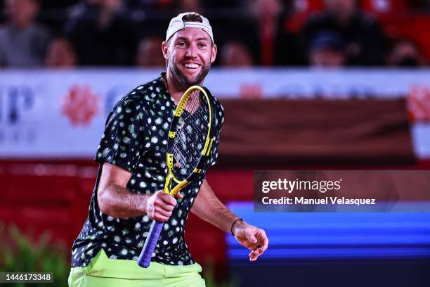 Jack Sock gestures during the match between Rafael Nadal and Casper Ruud at Plaza Mexico on December 01, 2022 in Mexico City, Mexico.