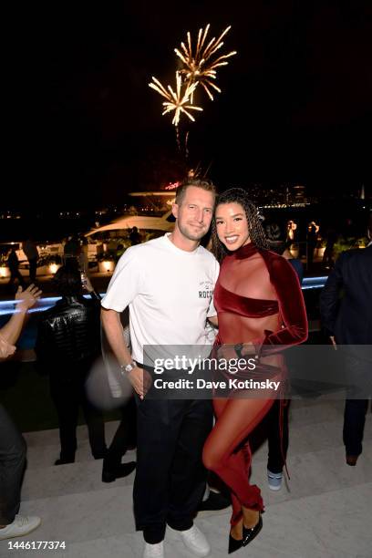 Brendan Fallis and Hannah Bronfman attend Audemars Piguet 2022 Art Basel Event with Zack Bia on December 01, 2022 in Miami, Florida.