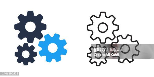 cog gear icon vector flat sign isolated on white - gears stock illustrations