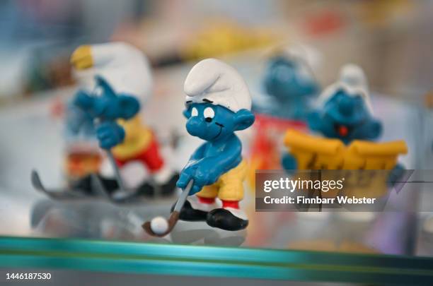 Smurf figures are displayed at the ‘I Grew Up 80s’ exhibition at Dorset Museum, on December 01, 2022 in Dorchester, Dorset. Exploring the popular...