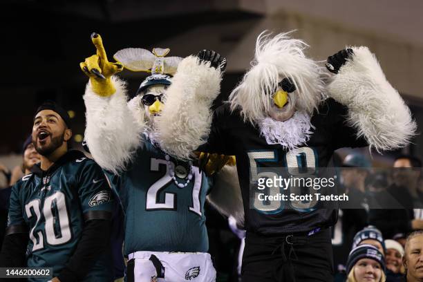 Philadelphia Eagles fans celebrate after a play against the Green Bay Packers during the first half at Lincoln Financial Field on November 27, 2022...