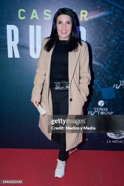 Dalilah Polanco poses for a photo during the red carpet as part of the Tennis Fest GNP at Plaza Mexico on December 1, 2022 in Mexico City, Mexico.