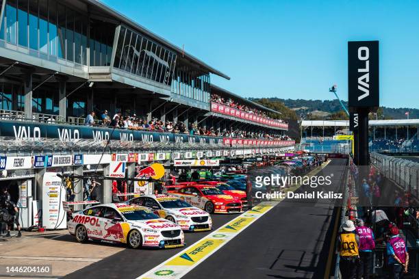 Drivers line up during qualifying for the Adelaide 500, which is part of the 2022 Supercars Championship Season at Adelaide Parklands Circuit on...