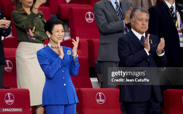 Princess Hisako of Takamado of Japan, Japan Football Association JFA President Kozo Tashima attend the FIFA World Cup Qatar 2022 Group E match...