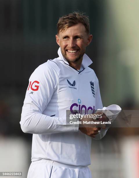 Joe Root of England pictured during the First Test Match between Pakistan and England at Rawalpindi Cricket Stadium on December 02, 2022 in...