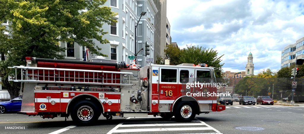 Fire truck at work in Washington DC