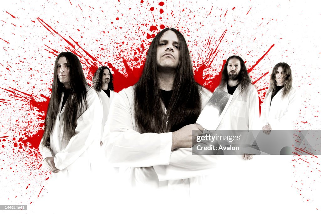Seminal death metal band Cannibal Corpse, shot in a studio in their home city of Tampa, Florida, -;