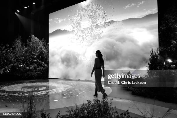 Catherine, Princess of Wales walks onto the stage during rehearsals for the Earthshot Awards at MGM Music Hall at Fenway on December 01, 2022 in...