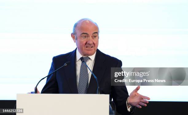 The Vice President of the European Central Bank, Luis de Guindos, speaks during the second day of the 1st OKDIARIO OKLIDERES Economic and Business...