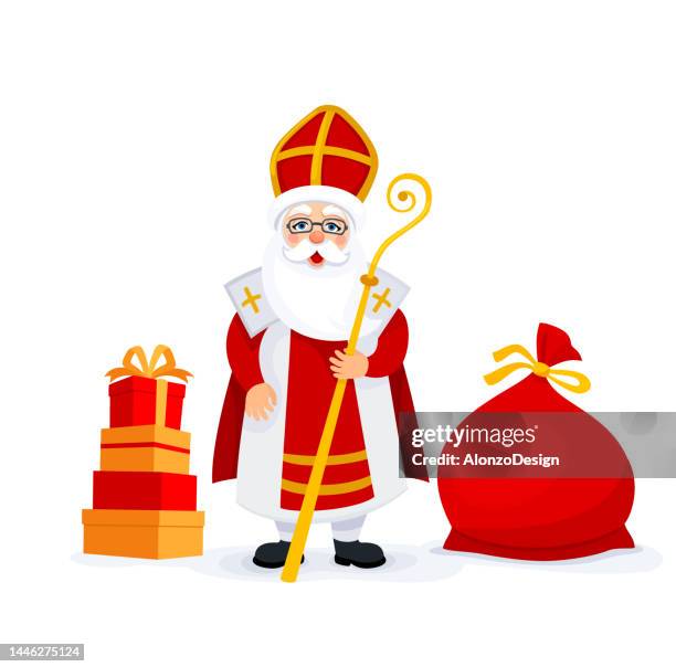 stockillustraties, clipart, cartoons en iconen met saint nicholas. cartoon character. - sinterklaas