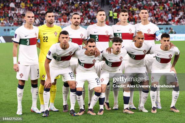 Portugal players line up for a team photo during the FIFA World Cup Qatar 2022 Group H match between Korea Republic and Portugal at Education City...