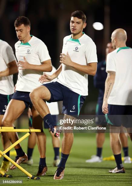 Fran Karacic of Australia trains during Australia Training Session ahead of their Round of Sixteen match against Argentina at Aspire Training Ground...