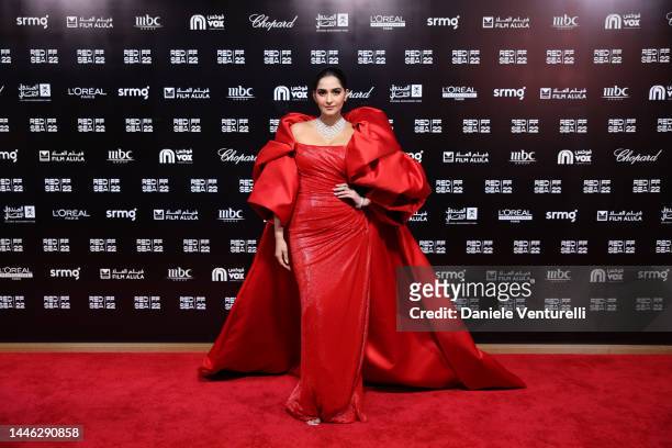 Sonam Kapoor attends the screening of "Queens" and "Raven Song" during the Red Sea International Film Festival on December 02, 2022 in Jeddah, Saudi...