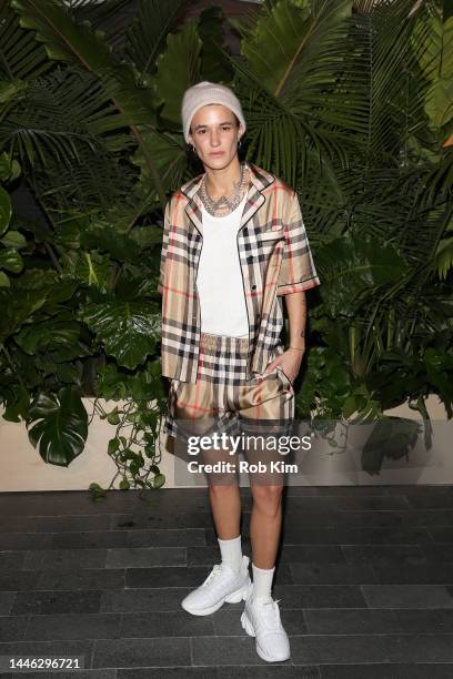 Agathe Mougin wears Burberry to W Magazine and Burberry’s Art Basel Celebration on December 01, 2022 in Miami Beach, Florida.