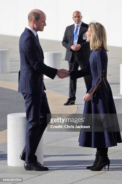Prince William, Prince of Wales and Caroline Kennedy visit the John F. Kennedy Presidential Library and Museum on December 02, 2022 in Boston,...