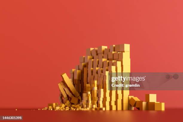 broken abstract row of walls - wall collapsing stock pictures, royalty-free photos & images