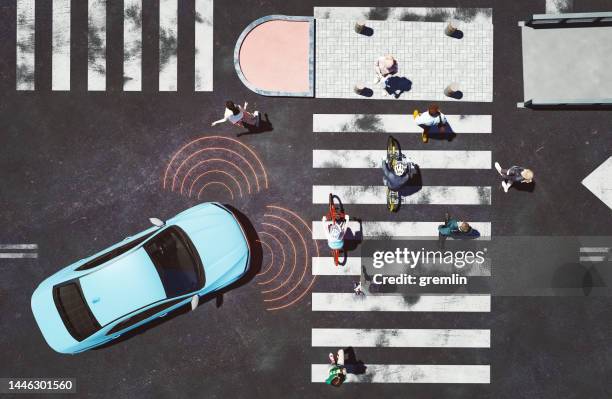 modern vehicle with ai-assisted sensors for movement - sensor imagens e fotografias de stock