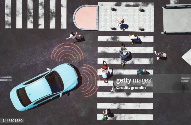 modern vehicle with ai-assisted sensors for movement - autonomous car bildbanksfoton och bilder