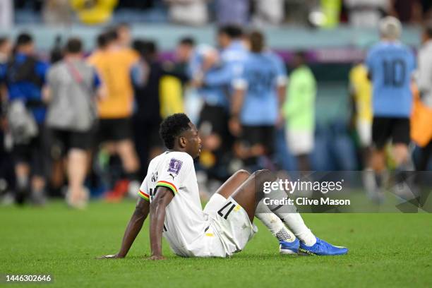 Abdul Rahman Baba of Ghana reacts after the FIFA World Cup Qatar 2022 Group H match between Ghana and Uruguay at Al Janoub Stadium on December 02,...