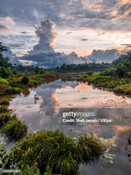 scenic view of lake against sky during sunset,bo,sierra leone - sierra leone stockfoto's en -beelden