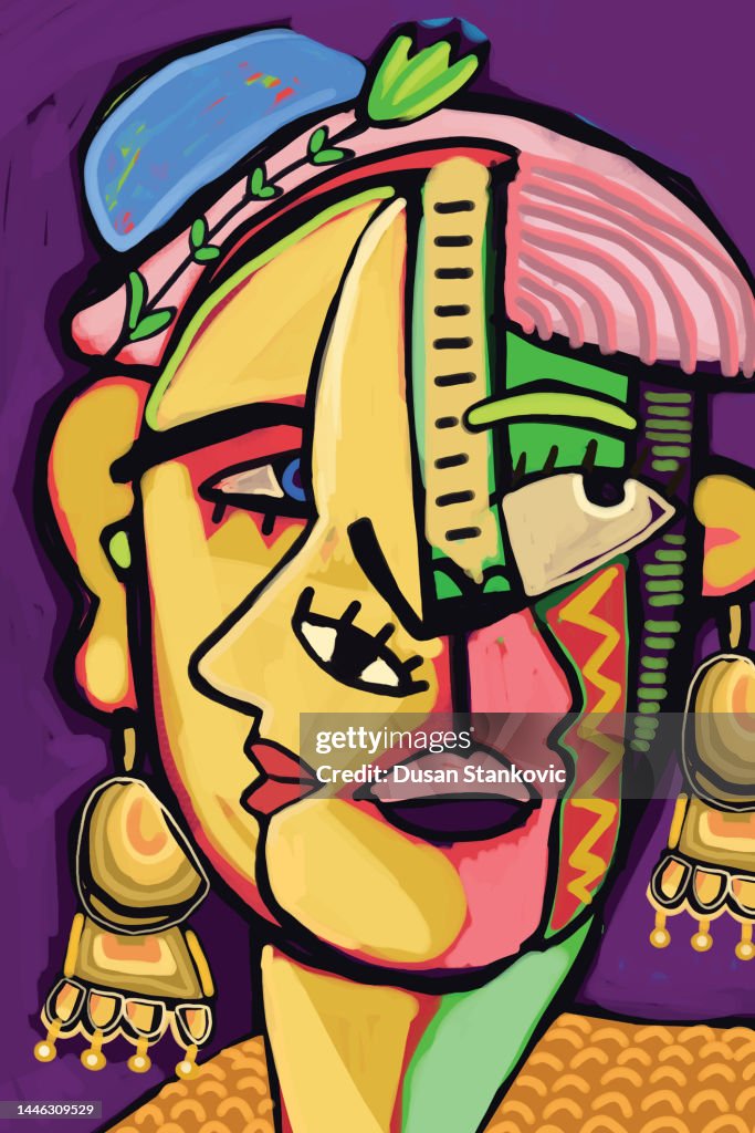 Cubist portrait of a young woman