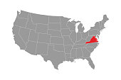 Virginia state map. Vector illustration.