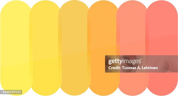 pattern of merging geometric pill shapes with yellow to light red color gradient. - changing form photos et images de collection