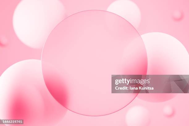 futuristic pink background. beauty 3d circles and place for text and product. - pink background fotografías e imágenes de stock