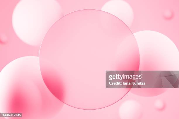futuristic pink background. beauty 3d circles and place for text and product. - ピンク　cg ストックフォトと画像