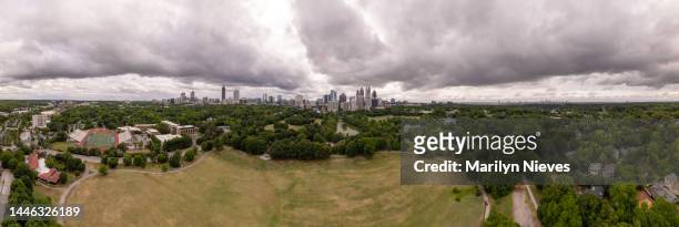 dramatic panoramic atlanta skyline with piedmont park - "marilyn nieves" stock pictures, royalty-free photos & images