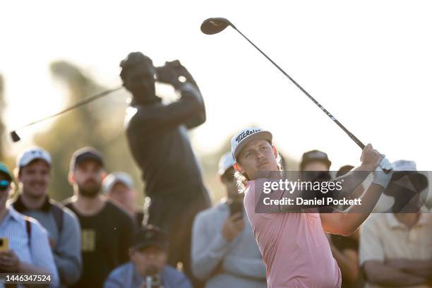 Cameron Smith of Australia plays his tee shot during Day 3 of the 2022 ISPS HANDA Australian Open at Victoria Golf Club on December 03, 2022 in...