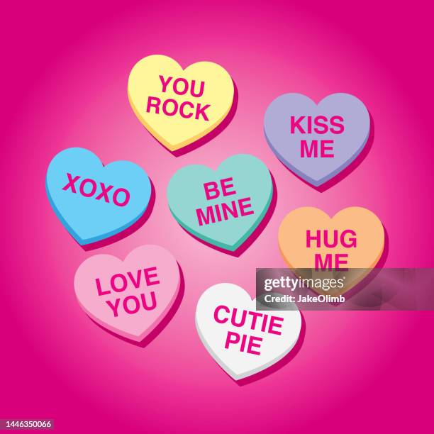 stockillustraties, clipart, cartoons en iconen met candy hearts 1 - zoet voedsel