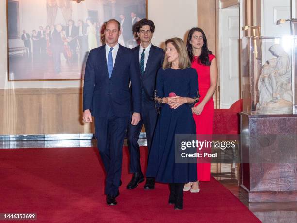 Prince William, Prince of Wales, Jack Schlossberg, Tatiana Schlossberg and Caroline Kennedy visit the John F. Kennedy Presidential Library and Museum...