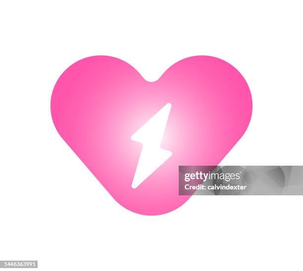 heart shape icon design with lightning - lightning bold vector stock illustrations