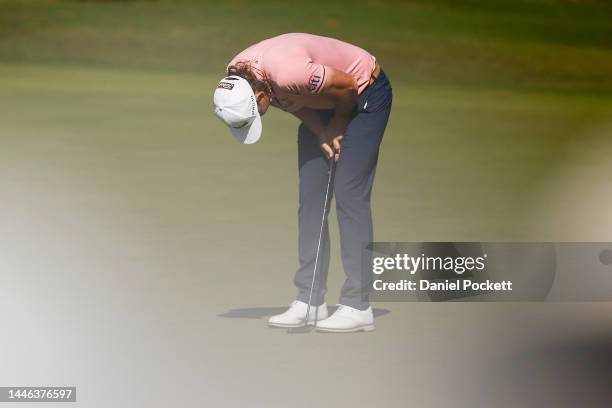 Cameron Smith of Australia reacts after missing a putt during Day 3 of the 2022 ISPS HANDA Australian Open at Victoria Golf Club on December 03, 2022...