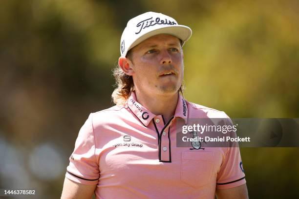 Cameron Smith of Australia reacts after missing a putt during Day 3 of the 2022 ISPS HANDA Australian Open at Victoria Golf Club on December 03, 2022...
