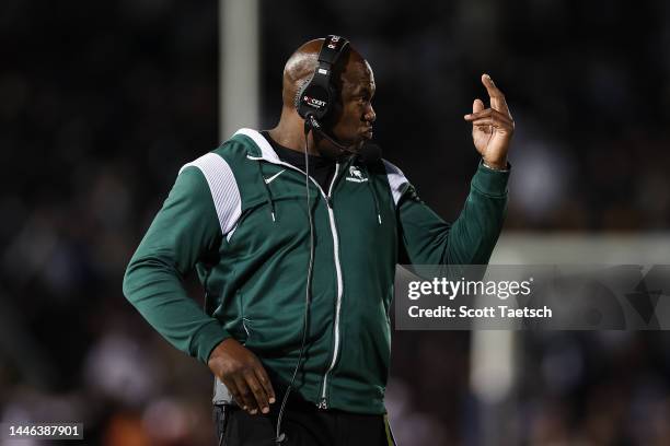 Head coach Mel Tucker of the Michigan State Spartans reacts to a play against the Penn State Nittany Lions during the second half at Beaver Stadium...