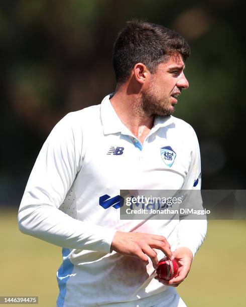 Moises Henriques of NSW is pictured during the Sheffield Shield match between Victoria and New South Wales at CitiPower Centre, on December 03 in...