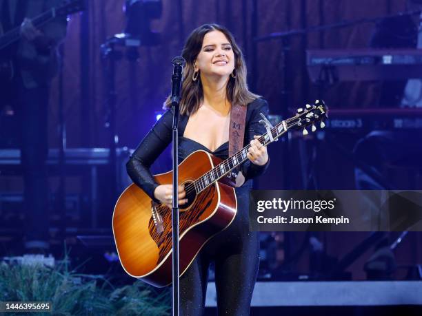 Maren Morris performs at Bridgestone Arena on December 02, 2022 in Nashville, Tennessee.