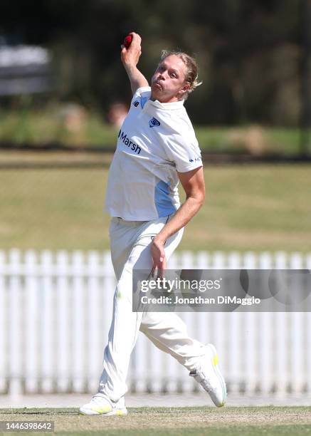 Mickey Edwards of NSW bowls during the Sheffield Shield match between Victoria and New South Wales at CitiPower Centre, on December 03 in Melbourne,...